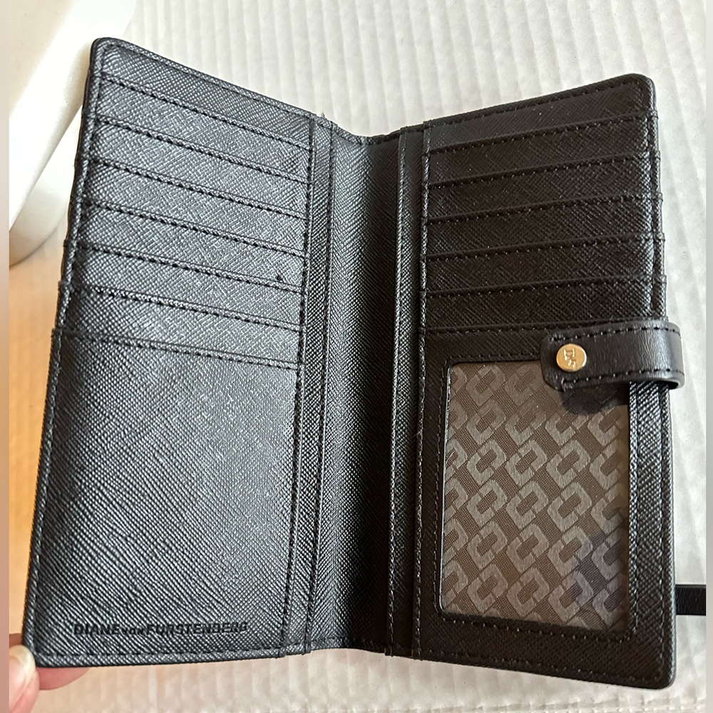 Diane Von Furstenberg Black Embossed Wallet - Picture 3 of 5